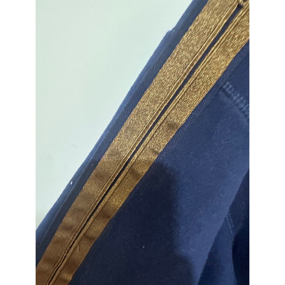 Ralph Lauren Navy Blue Sweater With Bronze Braided Gold Trimned Arms Size XL - Picture 7 of 12